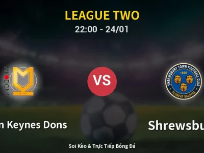 Soi Kèo Milton Keynes Dons vs Shrewsbury – 22:00 24/01 | Nhận Định, Dự Đoán Tỷ Số