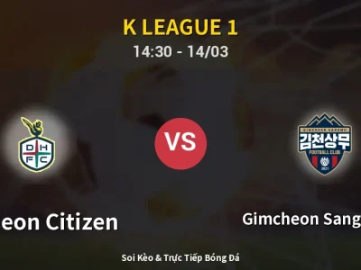 Kết Quả: Daejeon Citizen 1-1 Gimcheon Sangmu FC – Highlight & Bàn Thắng | K League 1