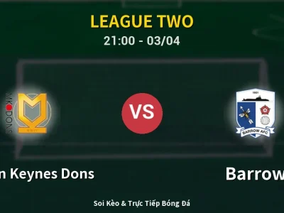 🔴 Trực Tiếp: Milton Keynes Dons 0-0 Barrow – Link Xem League Two (Full HD)