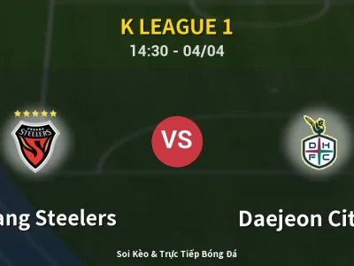 🔴 Trực Tiếp: Pohang Steelers 1-0 Daejeon Citizen – Link Xem K League 1 (Full HD)